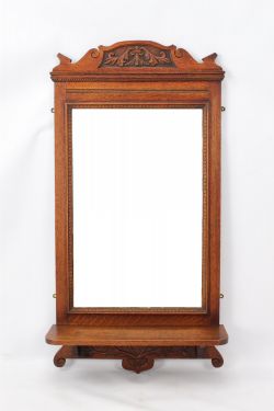 EDWARDIAN OAK VALET HALL MIRROR