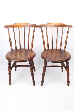 PAIR ANTIQUE SWEDISH IBEX KITCHEN CHAIRS