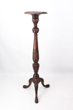 TALL EDWARDIAN MAHOGANY PLANT STAND JARDINIERE