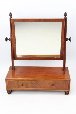 SMALL REGENCY MAHOGANY TOILET MIRROR