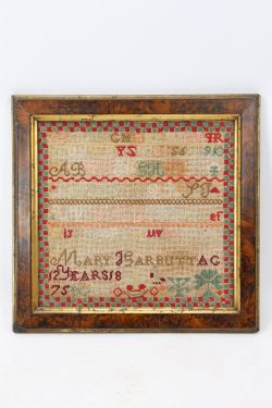 VICTORIAN NEEDLEWORK SAMPLER MARY J GARBUTT AGED 12 YEARS 1875