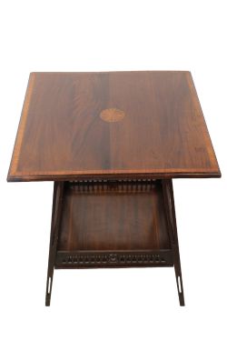 EDWARDIAN MAHOGANY INLAID SIDE TABLE BY TREVOR PAGE CO