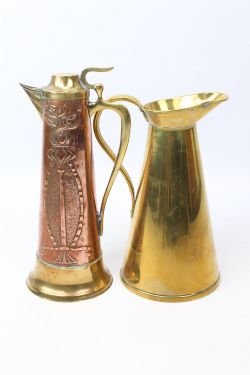 ANTIQUE ART NOUVEAU COPPER BRASS JUGS