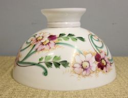 ANTIQUE OPALINE PAINTED HANGING OIL LAMP SHADE