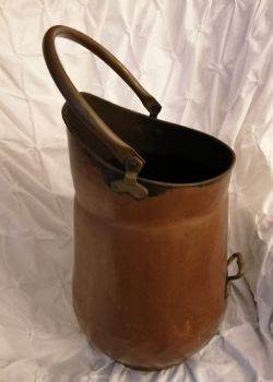 ANTIQUE COPPER AND BRASS TALL COAL SCUTTLE