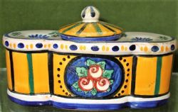 VINTAGE ALADIN FRENCH FAIENCE ENCRIER INKWELL