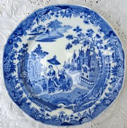 GEORGIAN BLUE WHITE QUEEN OF SHEBA PLATE MINTON