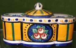 VINTAGE ALADIN FRENCH FAIENCE ENCRIER INKWELL