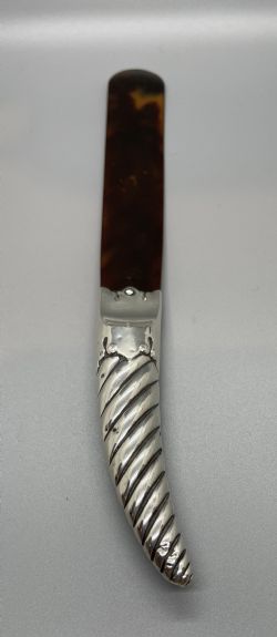 VICTORIAN SILVER TORTOISESHELL LETTER OPENER BIRMINGHAM 1881
