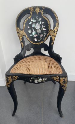 VICTORIAN INLAID MOTHER OF PEARL CHAIR C1880