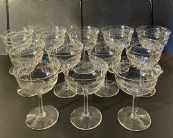 SET 12 EDWARDIAN CHAMPAGNE COUPES C1910