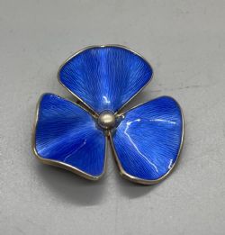 VINTAGE NORWEGIAN SILVER GILT ENAMEL BROOCH C1960