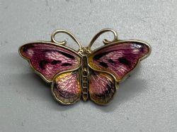 TINY NORWEGIAN SILVER GILT ENAMEL BROOCH C1960