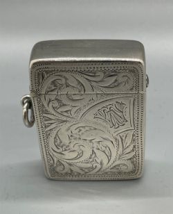 RARE STANDING VICTORIAN SILVER VESTA CASE BIRMINGHAM 1897