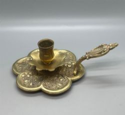 LATE 19THC FRENCH BRASS CANDLEHOLDER C1880