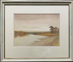 A WONDERFUL AUTUMN RIVER LANDSCAPE WATERCOLOUR PAINTING BY GEORGE SYKES B1863