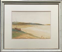 A WONDERFUL ESTUARY BEACH WATERCOLOUR PAINTING BY GEORGE SYKES B1863