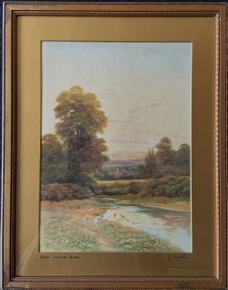 LANDSCAPE WATERCOLOUR PAINTING NEAR CHINNOR BUCKS BY GEORGE OYSTON 18611937