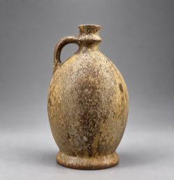 ANTIQUE 19TH CENTURY SALT GLAZED STONEWARE FLAGON BOTTLE JUG WONDERFUL PATINA