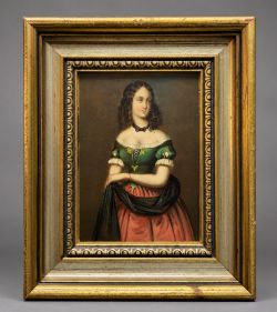 BEAUTIFUL VINTAGE MINIATURE OIL PORTRAIT PAINTING OF A VICTORIAN LADY FRAMED