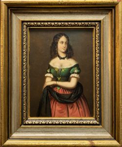 BEAUTIFUL VINTAGE MINIATURE OIL PORTRAIT PAINTING OF A VICTORIAN LADY FRAMED