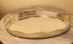 A LARGE SILVER PLATED GALLERY TRAY
