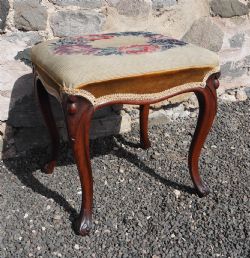 VICTORIAN ROSEWOOD CABRIOLE LEG STOOL
