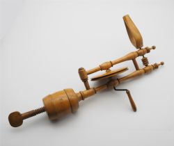 FINE ANTIQUE FRUITWOOD LACE BOBBIN WINDER
