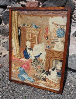 VICTORIAN PETIT POINT FRAMED NEEDLEWORK