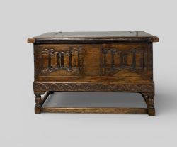 1920S PINE COFFER ELIZABETHAN STYLE