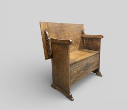 ANTIQUE OAK MONKS BENCH