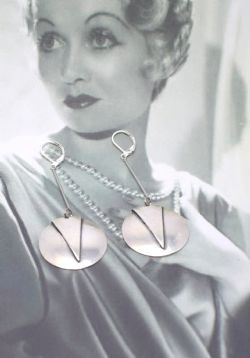 MODERNIST ART DECO CHROME DROP EARRINGS