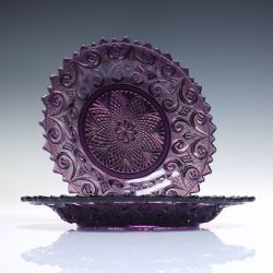 PAIR ANTIQUE AMETHYST GLASS SIDE PLATES C1920