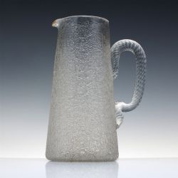 LARGE 19THCENTURY OVERSHOT GLASS WATER JUG PITCHER WITH GILDED RIM C1880