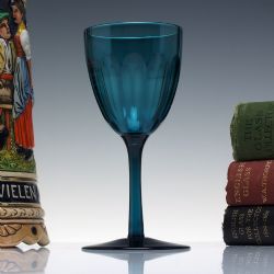 VICTORIAN 19THCENTURY PEACOCK BLUE WINE GLASS C1880