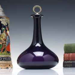 RARE 19TH CENTURY PERSONAL AMETHYST MELL GLASS DECANTER C1840