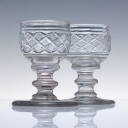 PAIR OF GEORGIAN ANGLOIRISH CUT WHISKEY DRAM GLASSES C1820