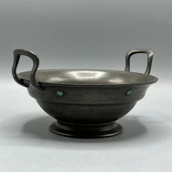 LIBERTY CO PEWTER PORRINGER BOWL OR SUGAR BASIN WITH CABOCHONS TUDRIC 03