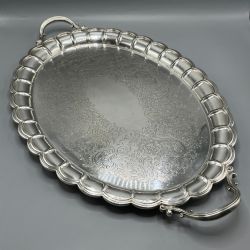 LARGE SILVER PLATED SCALLOPED SERVING TRAY