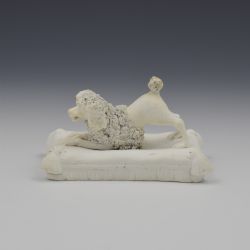 MINTON BISCUIT PORCELAIN FIGURE POODLE ON CUSHION EX D G RICE COLLECTION C18311840 DOG