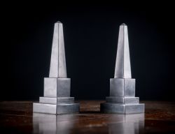 19TH CENTURY PAIR OF BLACK MARBLE OBELISKS