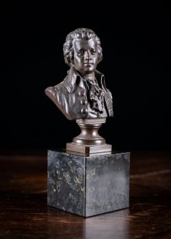 BRONZE BUST OF WOLFGANG AMADEUS MOZART BY EUGEN BORMEL 18581932