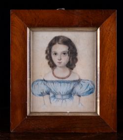 EARLY 19TH CENTURY PORTRAIT OF A GIRL WATERCOLOUR