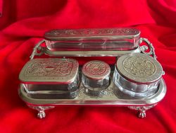 W M F WATERFALL STAND WITH GLASS DISHES