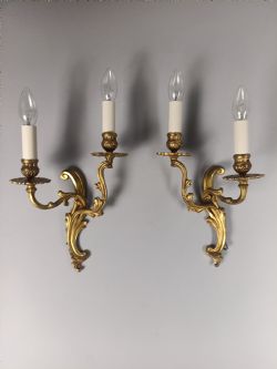 FRENCH PAIR OF GILDED ANTIQUE WALL LIGHTS