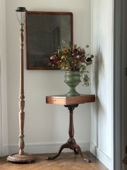 A GOOD QUALITY CARVED AND LIMED OAK FLOOR LAMP C1920'S