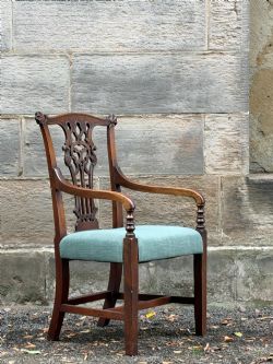 A 19TH CENTURY SCOTTISH WALNUT 'GOTHICK' ARMCHAIR