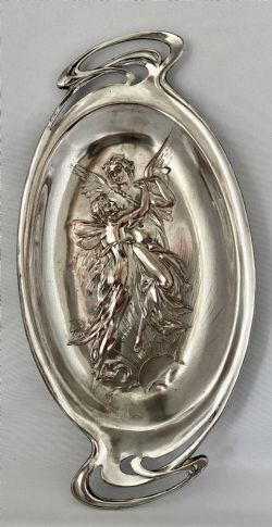 STYLISH NICKEL ON COPPER DISH C1920