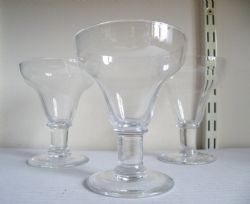 SET OF THREE ANTIQUE PAN TOP GLASS RUMMERS