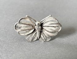 VICTORIAN SILVER FILIGREE BUTTERFLY BROOCH